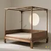 Cama con dosel estilo canción, Cama nido estilo chino nuevo, Cama con dosel doble de madera maciza, Cama con dosel de cuatro postes estilo antiguo Ming y Qing, Cama de dormitorio para casa de huéspedes