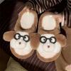 Pantuflas Peludas Divertidas de Perro para Pareja de Hogar, Dormitorio, Hombres y Mujeres, Otoño e Invierno, Suela Suave, Cálidas, de Algodón de Mono Pequeño