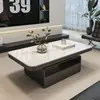 Mesa de Centro Rectangular Lujo Ligero Moderna Simple Minimalista Italiano de Gama Alta Apartamento Pequeño Sala de Estar Hogar Pizarra Diseñador