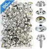 Parafusos de aço inoxidável 350 peças 15mm transfronteiriços, botões brancos grandes, botões de pressão para lona, conjunto de botões de pressão de metal cobre de quatro partes