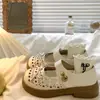 Sandálias Vazadas Mary Jane de Couro para Meninas 2026 Verão Novas Sandálias Fechadas para Crianças Sapatos Versáteis para Crianças Mais Velhas