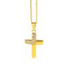 Collar de Cruz de Acero de Titanio Transfronterizo con Zircón Accesorios para Mujer, No se Desvanece, de Alta Gama, Nicho, Conserva el Color, Cadena de Clavícula de Lujo Ligero