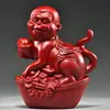 Adornos tallados en madera maciza roja de los Doce Animales del Zodiaco, un juego completo de exquisitas piezas de colección para escritorios del hogar y la oficina, Decoraciones Artesanales Propicias