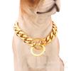 15mm Amazon ebay acero titanio acero inoxidable Dorado pit bull mascota perro grande cadena mascota cadena collar