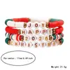 Pulseira de Natal Desenho Animado Fofa Conjunto de Pulseiras com Tema de Natal Doce Colorida com Contas Elásticas Pulseira de Natal