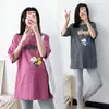 Conjunto de top de manga corta de verano para mujeres embarazadas versión larga coreana de ropa de maternidad holgada moda algodón camiseta para mamá caliente