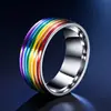 Anillo de acero de titanio nicho alta gama lujo no se decolora estilo transfronterizo ins personalidad retro cool arcoíris unisex