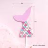 Enfeite de bolo plug-in lindo dourado rosa colorido rabo de peixe marinho algas decoração de bolo de festa inserção de cartão