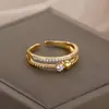 Anillo de Zirconia Amor Transfronterizo Estilo Coreano Moda Anillo Abierto Anillo Anillo de Diamante en Forma de Corazón Joyería al por Mayor para Mujeres