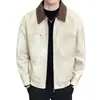 Nueva Chaqueta de Cuero Vintage para Hombre de Primavera y Otoño, Abrigo de Cuero Elegante de Solapa de Gama Alta, Corte Holgado, Nuevo Estilo Americano