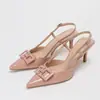 Nova Coleção de Primavera Estilo Levemente Luxuoso Estilo Europeu e Americano Moda Simples Uma Tira Salto Fino Salto Alto Bico Fino Afunilado Sapatos de Salto Alto Femininos Emagrecedores