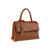 Design de Nicho 2026 Nova Moda Bolsa de Ombro Trançada Bolsa de Mão de Couro Genuíno Feminina Bolsa Tote Transversal para Mães de Meia-Idade