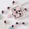 Cuentas Perforadas Cuadradas de Corazón de Conejo Lindo Rosa Dibujos Animados Material Hecho a Mano para Pulsera DIY Cadena de Teléfono Móvil Cuentas Sueltas
