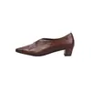 Zapatos de tacón grueso de cuero de vaca de primera capa para mujer, Zapatos de caña media de cuero genuino, Nuevo estilo de principios de primavera, Cuero genuino por dentro y por fuera, Zapatos de tacón medio de caña baja de una sola pieza para mujer