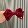 Grampo de cabelo com pompom infantil laço vinho tinto acessório de cabeça outono e inverno Ano Novo faixa de cabeça para menina anel de cabelo acessórios de cabelo para menina atacado