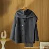 Elegante abrigo de punto nuevo hecho de 90% lana de oveja, con un diseño estiloso, capa y bufanda de diseño invernal para mujer, abrigo de lana