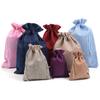 Bolsa de Regalo de Pantalones de Lino Personalizada con Bolsillo de Solapa con Cordón Ajustable con Logotipo Imprimible Bolsa de Tela Navideña Bolsa para Joyas Pantalones de Lino con Bolsillo de Solapa con Cordón Ajustable