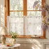 Nova Cortina de Gaze Estilo Pastoral Romântico Fresco Cortina Curta para Cozinha Comércio Exterior Casa de Campo Franja Cortina Pequena Cortina Pronta Bordado