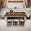 Juego de mesa de té y sillas de madera maciza, estilo minimalista moderno, adecuado para el hogar, la sala de estar o la oficina, con un diseño inspirado en el Zen para disfrutar del té