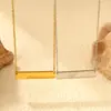 Colar Retangular Geométrico Popular Transfronteiriço Hip-Hop Colar Longo com Placa Aço Inoxidável Corrente para Clavícula Gravável DIY