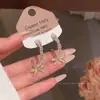 Pendientes Coreanos Súper Hada con Lazo de Pedrería en Forma de C para Mujer Pendientes de Botón de Lujo Ligero de Gama Alta Accesorios de Oreja Versátiles de Moda