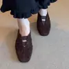 Zapatos Planos de Cuadrado con Pliegues Estilo Retro Chuyuji para Mujer, Nuevos de Verano 2026 Versátiles Zapatos Mary Jane Bajos