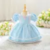 Amazon Meninas Bebê Um Ano Roupa de Batismo Infantil Manga Bufante Vestido de Princesa Roupas de Apresentação Festival de Piano Infantil