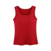 Ropa Interior de Una Pieza para Otoño e Invierno, Nuevo Chaleco de Punto para Mujer con Copas Integradas, Color Sólido, Cuello en U Amplio, Control Lateral del Busto, para Usar por Dentro o por Fuera