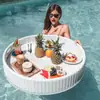 Bandeja flotante para piscina, hotel de aguas termales, club, cesta redonda de mimbre, villa, con forma de corazón, bandeja flotante de moda para comer
