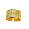 Anel feminino banhado a ouro de cobre com fornecimento ao vivo, simples, com seis caracteres, sutra do coração da verdade, joia masculina, anel ajustável, atacado