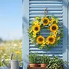 Corona de Girasol de Primavera Transfronteriza para Pared, Círculo de Rama Seca y Vid de Estilo Natural para Colgar en la Puerta, Decoración Artificial para Colgar en el Patio del Centro Comercial