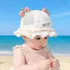 Chapéu de Bebê Verão Fino Proteção Solar Princesa Chapéu de Pescador para Meninas Bebês, Malha, Ajustável para Recém-Nascidos