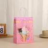 Bolsa de Papel Kraft Impresa Creativa Bolsa de Regalo de Helado Colorido de Dibujos Animados Bolso de Mano para Fiesta de Cumpleaños Bolsa de Regalo para Fiesta