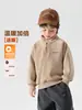 Sudadera con media cremallera para niño estilo europeo de invierno con forro de terciopelo, nuevo estilo para ropa de niños talla mediana y grande, ropa para bebés, ropa de invierno