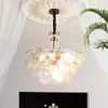 Candelabro de sala de estar estilo francés-italiano, lámpara de cristal minimalista post-moderna de color crema para dormitorio principal, lámpara de cristal de lujo ligero para comedor