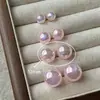 Pendientes de Perla Rosa de Alta Calidad con un Diseño de Nicho de Alta Gama, Lujo Ligero, Estilo Versátil y Popular, Pendientes y Accesorios para Orejas al por Mayor