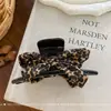 Luofu Meng Novo Presilha de Cabelo com Laço Estampada de Leopardo Moda Prendedor de Coque Pinça de Tubarão Acessório de Cabelo Versátil