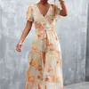 Vestido Largo Estampado de Manga Larga con Cuello en V, Botones y Lazo en la Cintura para Mujer, Superventas Primavera/Verano 2026 Amazon Ebay Sitio Independiente