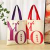 Bolsa de lona publicitaria LOGO bolsa de algodón en blanco respetuosa con el medio ambiente lona de algodón puro bolsa de compras portátil en stock