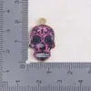 Colgante de Calavera Colorido con Estampado Floral de Aleación de Venta Caliente Transfronteriza para Pendientes DIY, Accesorios para Orejas, Colgantes de Collar