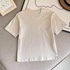 Camiseta de Verão Estilo Japonês para Meninos e Meninas, Mistura de Algodão, Gola Redonda, Mangas Curtas Caídas, Modelagem Solta, Absorvente de Suor, Secagem Rápida T465136