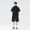 Conjunto Deportivo de Dos Piezas para Hombre Nasa, Camisa Polo de Seda de Hielo Color Puro, Verano, Media Cremallera, Casual, Holgado y Cómodo