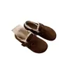 Zapatos Birkenstock de Cuero Genuino Peludo, Borde de Encaje de Lana de Cordero, Suela Suave Retro, Zapatos Birkenstock Todo Incluido Nuevos de Otoño e Invierno