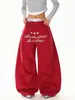 Pantalones de Paracaidista Casuales de Pierna Ancha, Simples y Sueltos, Estilo Workwear, con Estampado de Letras Americanas y Pliegues, Marca de Moda para Otoño e Invierno, para Mujeres y Hombres