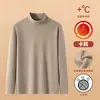 Nueva capa base de cuello alto medio forrada de forro polar para hombre, camiseta interior térmica de manga larga de doble cara gruesa para otoño e invierno, se puede usar sola