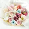 Cabeza de Flor Rosa Simulada DIY Hecho a Mano Caja de Regalo de Boda Decoración de Regalo Decoración de Ropa Corona Flor de Seda Lote
