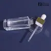 Botella de set de botellas cuadradas de vidrio de alta calidad 30 botella de loción de esencia botella de crema botella de crema productos cosméticos para el cuidado de la piel embotellado secundario