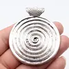 68x57mm 21,4g Prata Antiga ZAKKA Pequenos Pingentes Charms Redondo Espiral Placa Grande Pingente