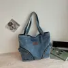 Bolso Grande de Mezclilla Lavada Vintage para Mujer 2026 Nuevo Estilo Hot Girl Bolso Tote Bolso de Hombro para Viajes de Verano