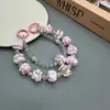 Celebridade da Internet Corrente de Contas Transparentes Pintada à Mão com Creme de Camada Dupla Decoração de Pingente de Celular Chaveiro Acessórios de Bagagem Presente Beleza